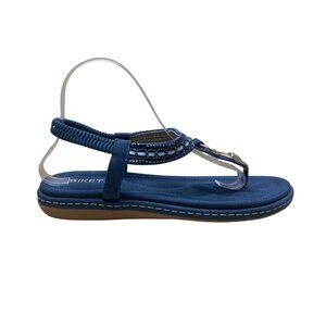 Siketu Women’s Blue Embellished T-Strap Flexible Sole Sandals Size 42